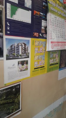 Property listings displayed at the Murugan Real Estate office
